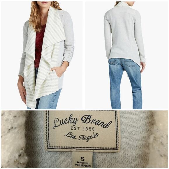 Lucky Brand Waterfall Open Front Textured Cardigan - Picture 8 of 8